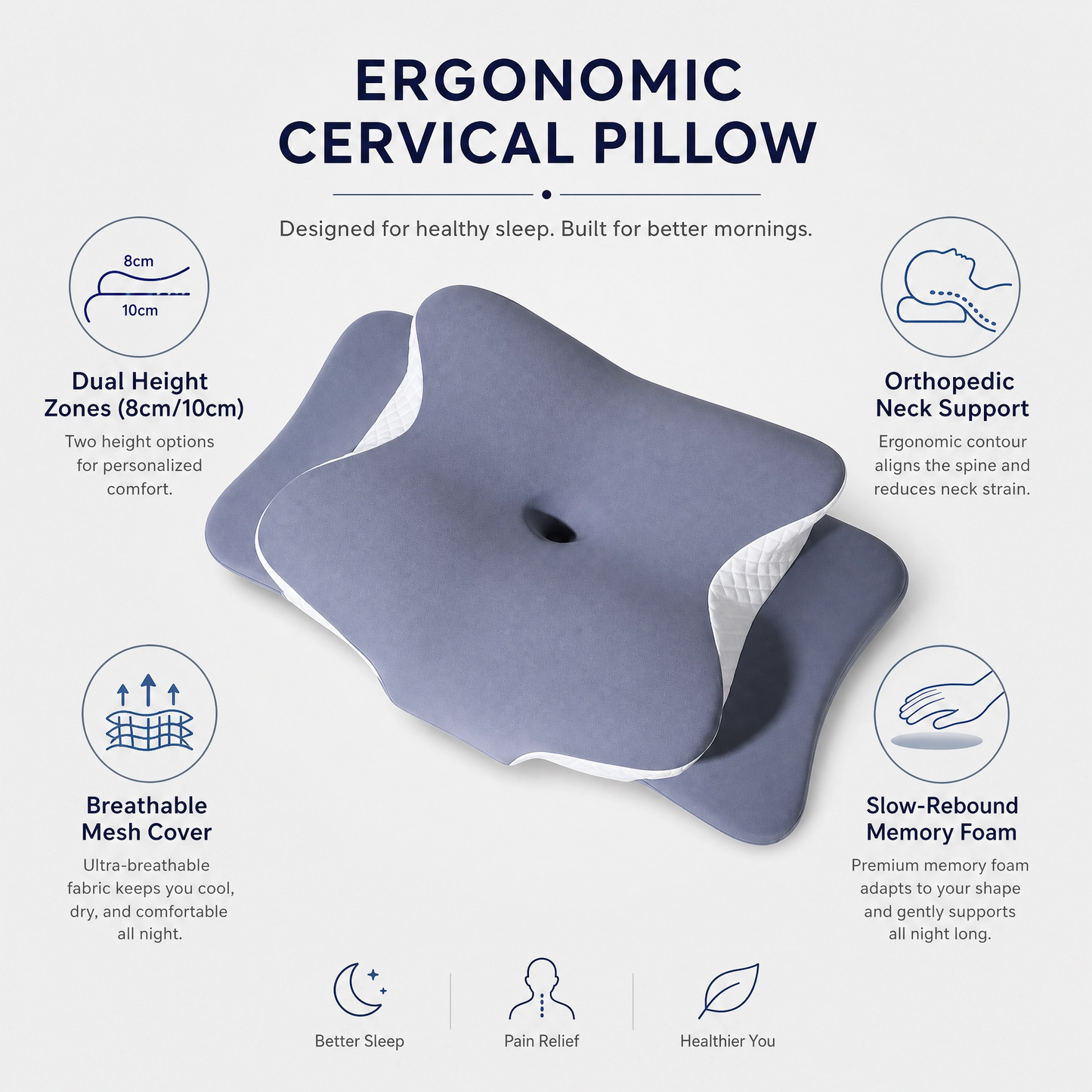 Restly™ Memory Foam Cervical Support Pillow